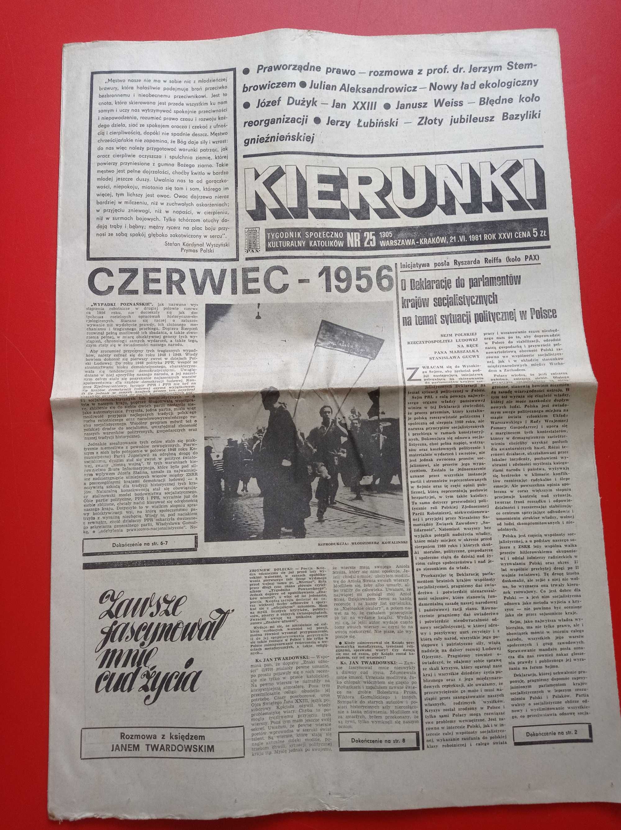 Kierunki tygodnik nr 25 / 1981; 21 czerwca 1981