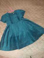 Sukienka Mayoral 128, aksamit, zielona, błyszczące kropeczki, wizytowa