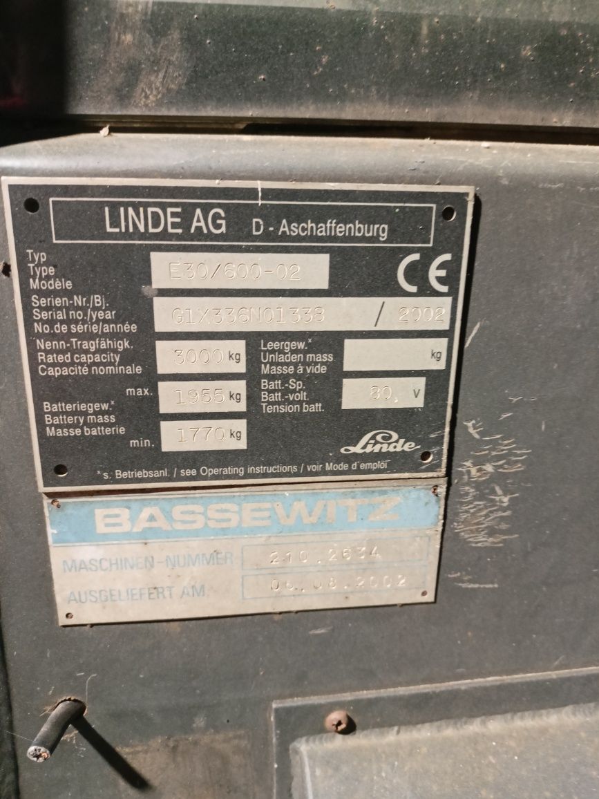 Linde e30 triplex wózek widłowy