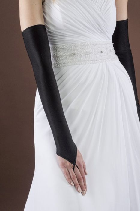 Rękawiczki czarne długie bez palców do sukienki na ślub wesele nowe