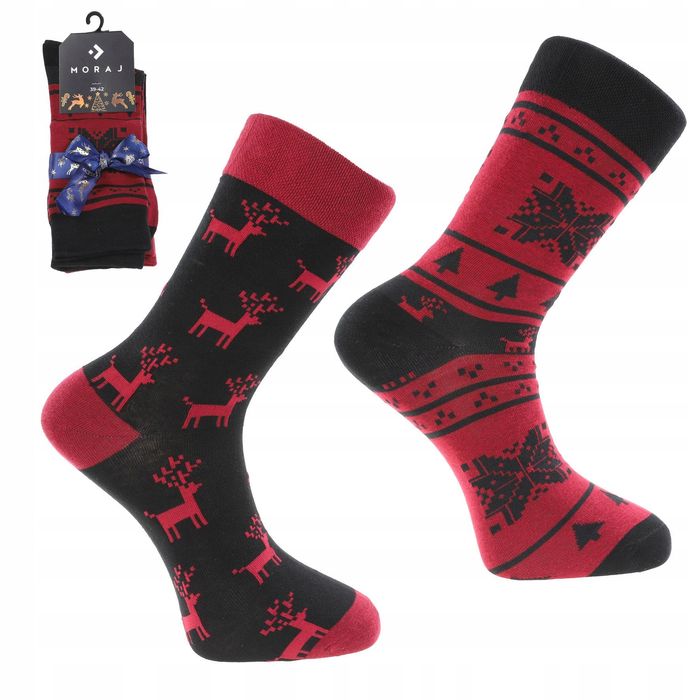 Moraj Skarpety Bawełniane Świąteczne 2-Pary Na Prezent 43-45
