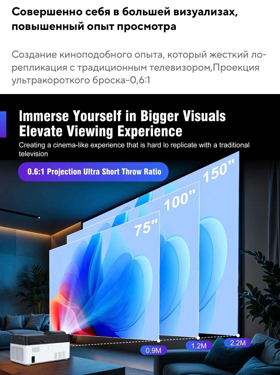 Проєктор Magcubic HY450 900ANSI 4K BT5.4 Wifi 6 ОПТ ДРОП
