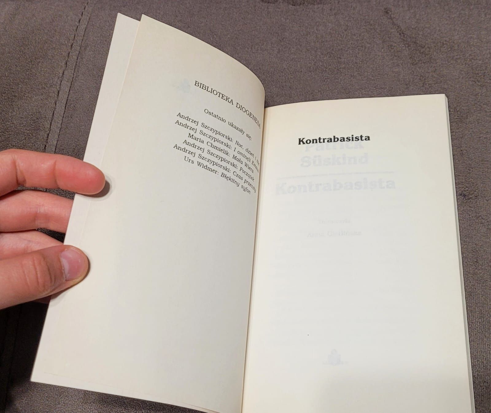 Książka " Kontrabasista" P. Süskind