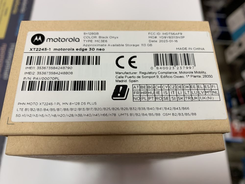 Motorola Edge 30 Neo 5G 128GB Black Onyx Nowy Gwarancja