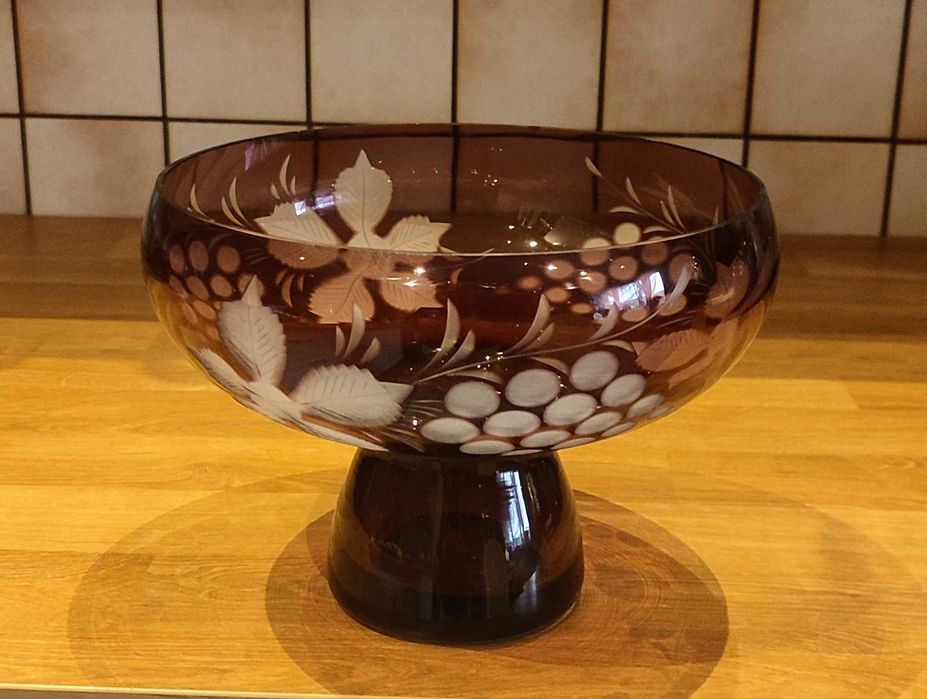 Egerman kryszta rubinow misa Wigilia półmisek vintage prl retro design