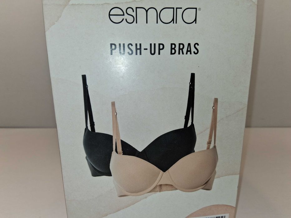 A267 Zestaw 2x Biustonosz Esmara Push Up Rozmiar 80B Czarny Beżowy