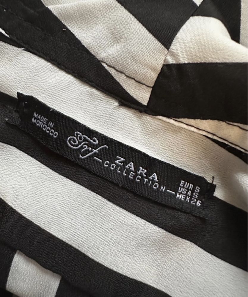 Koszula kopertowa Zara 36 S w paski czarno biała