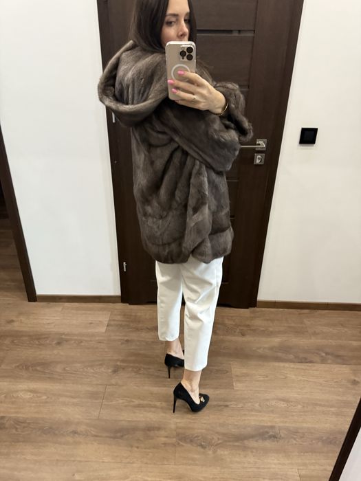 Futro naturalne z norek, duzy rozmiar L XL