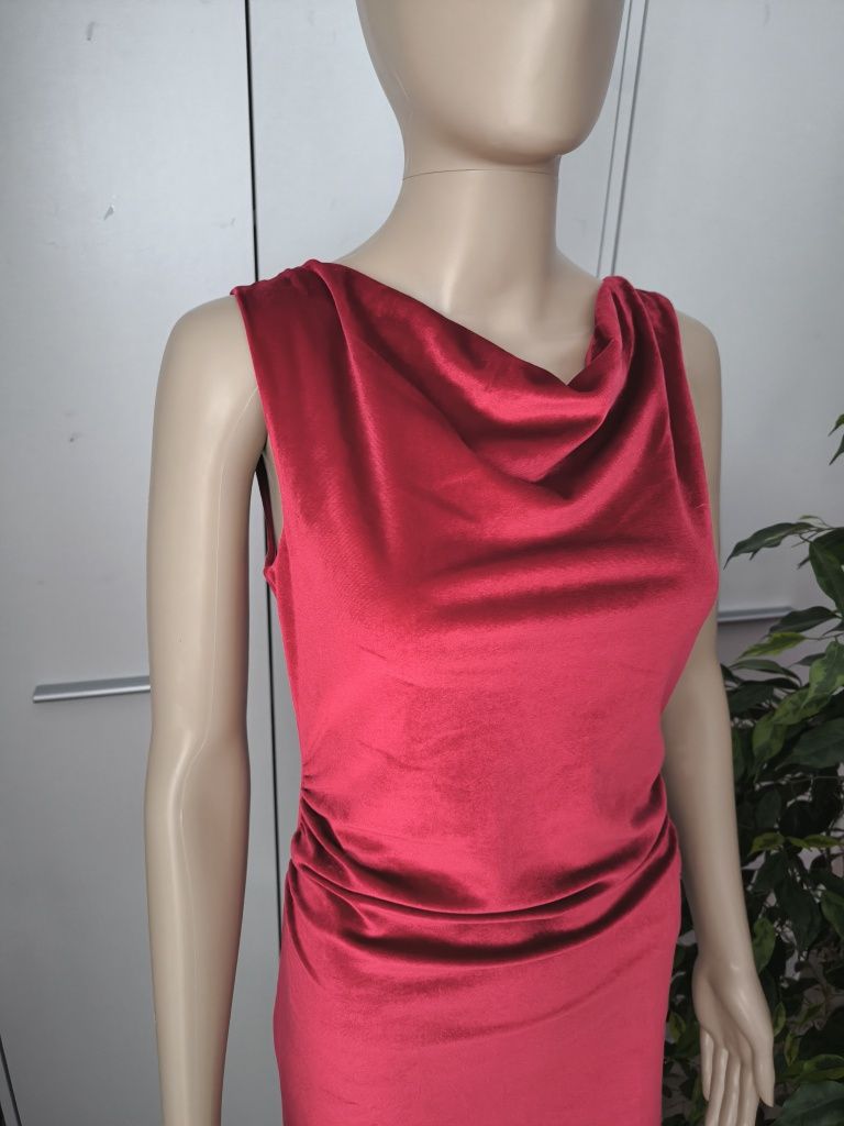 Sukienka damska midi welurowa elegancka XS 34