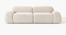 Nowoczesna sofa modułowa 3-os. Wolke Bouclé jasny beż 256x118x65cm