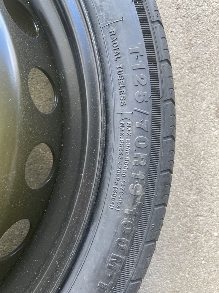 Kolo dojazdowe zapas audi a5 a4 8w f5 t125/70r19 et22 23r nowa