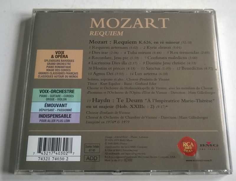 CD Mozart Requiem Haydn Te Deum A l'Imperatrice Marie-Therese NOWA