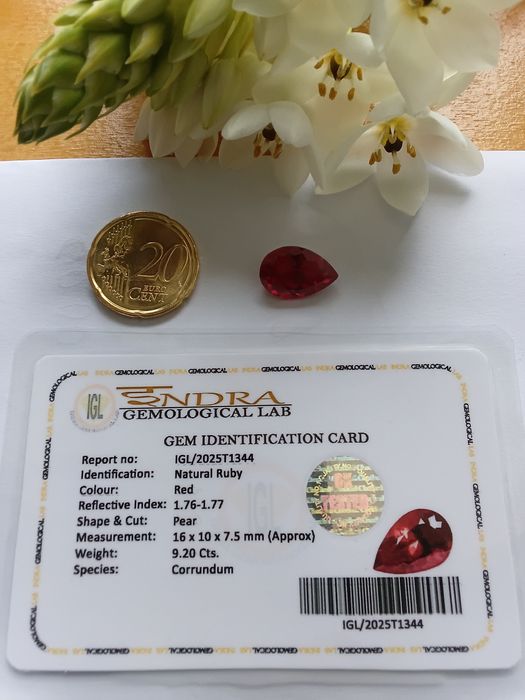 Rubi Vermelho Moçambique – 9,20 cmt – Certificado