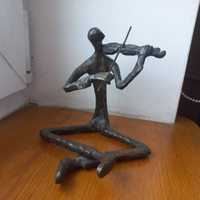 Figurka Mosiężna ArtDeco Vintage Rzeźba Muzyk Skrzypek