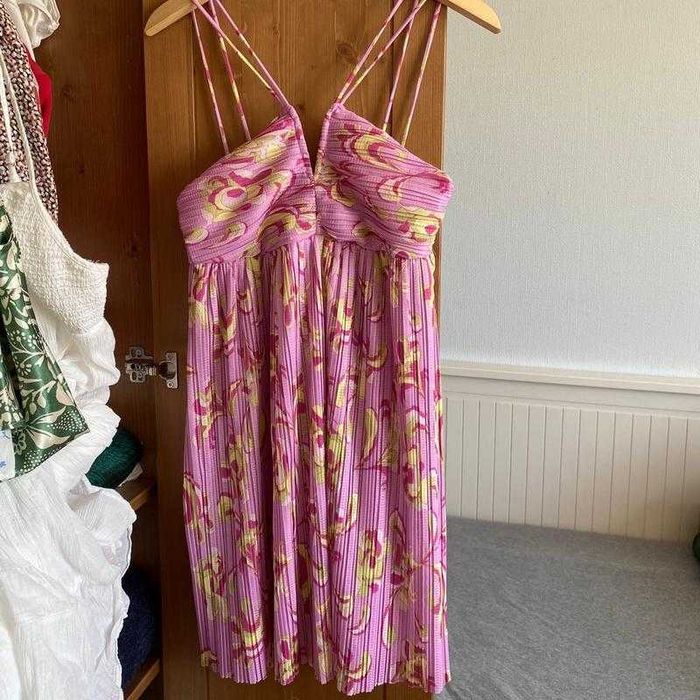 Сарафан летний плиссе платье короткое розовый zara s