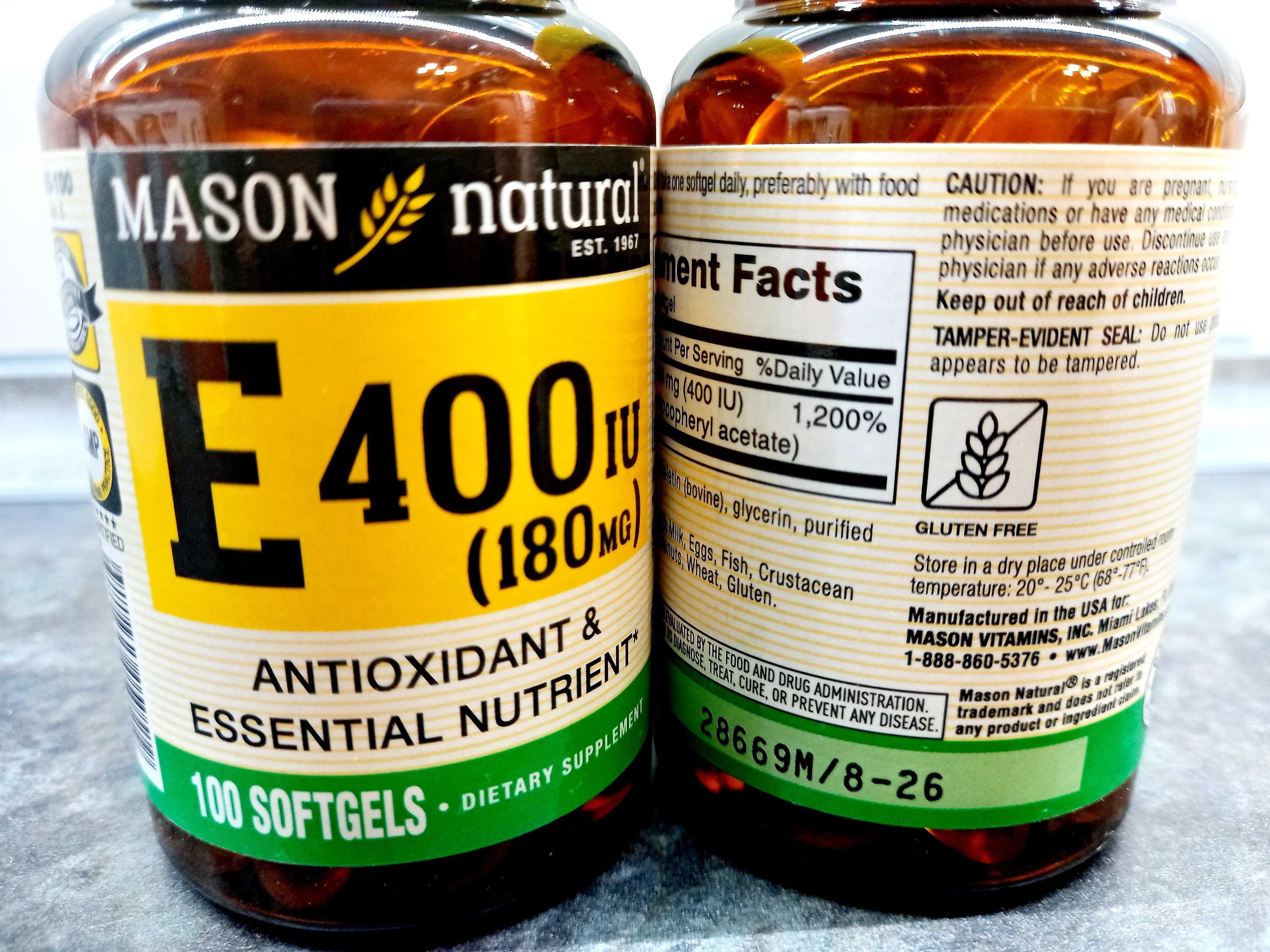 Mason Natural, Vitamin E-400 (100 капс.), витамин Е-400, вітамін Е