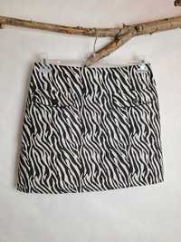 Spódnica spódniczka w czarno-białą zebrę wiosenna krótka 42 14 XL