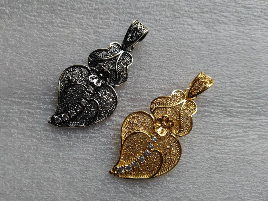 Coração de prata em filigrana