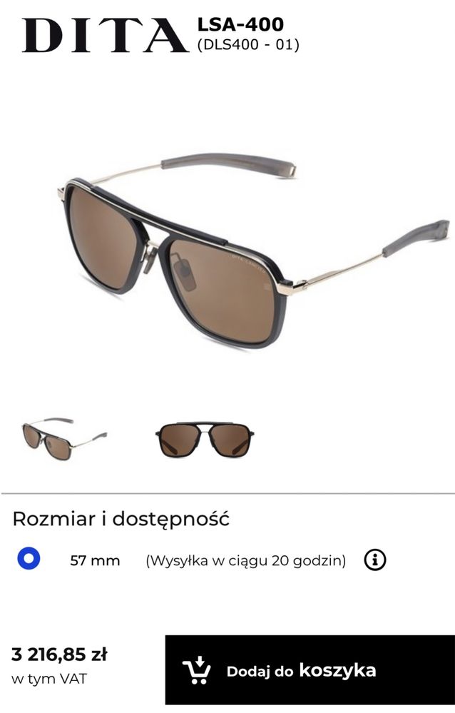 Okulary DITA lancier LSA-400 złote 18k przeciwsłoneczne cartier