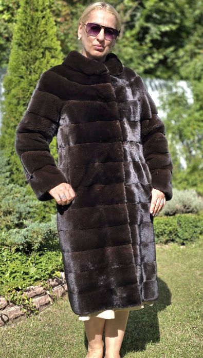 Норкова шуба норка Blackglama номерна плюшева 110 см