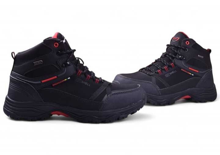 Buty Męskie Zimowe BADOXX SoftShell za kostkę czar/czerw r.41 wys.24h