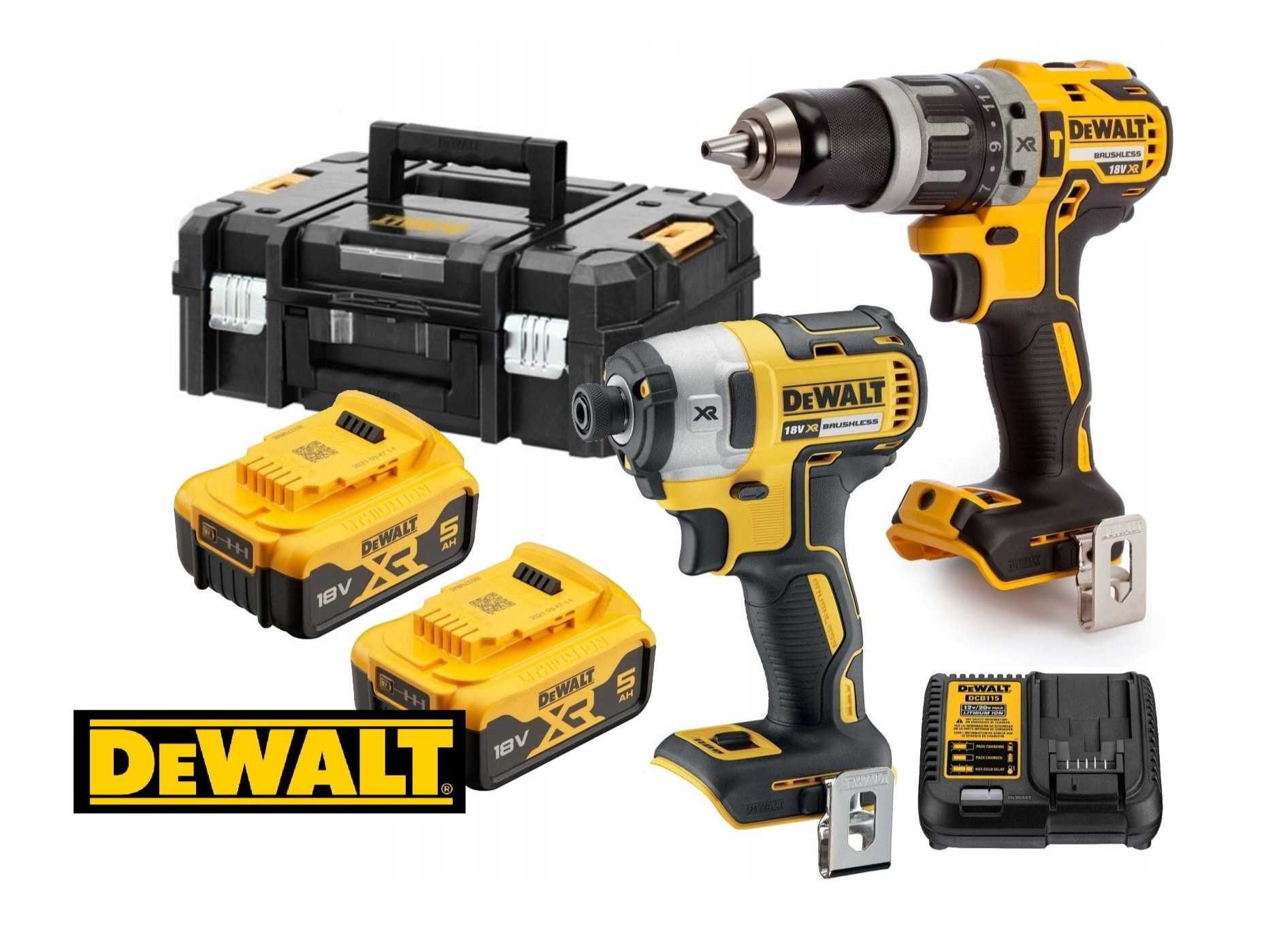 ZESTAW Elektronarzędzi DEWALT Wiertarka + Zakrętarka 18V +2AKU+Kufer