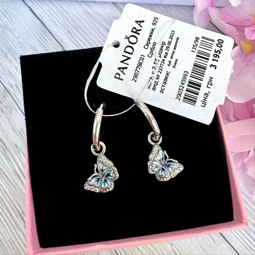 Сережки Пандора Pandora оригінал "Метелики" серьги нові кульчики
