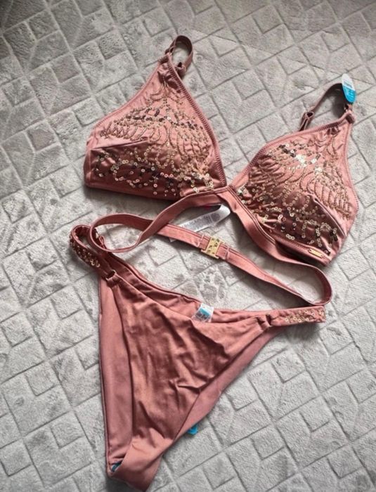 Nowy piękny strój kąpielowy dwuczęściowy cekiny XL 42 Censored