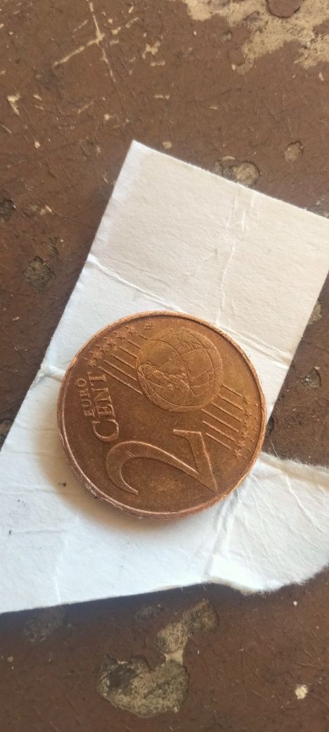 Moeda de 2centimos com impressão