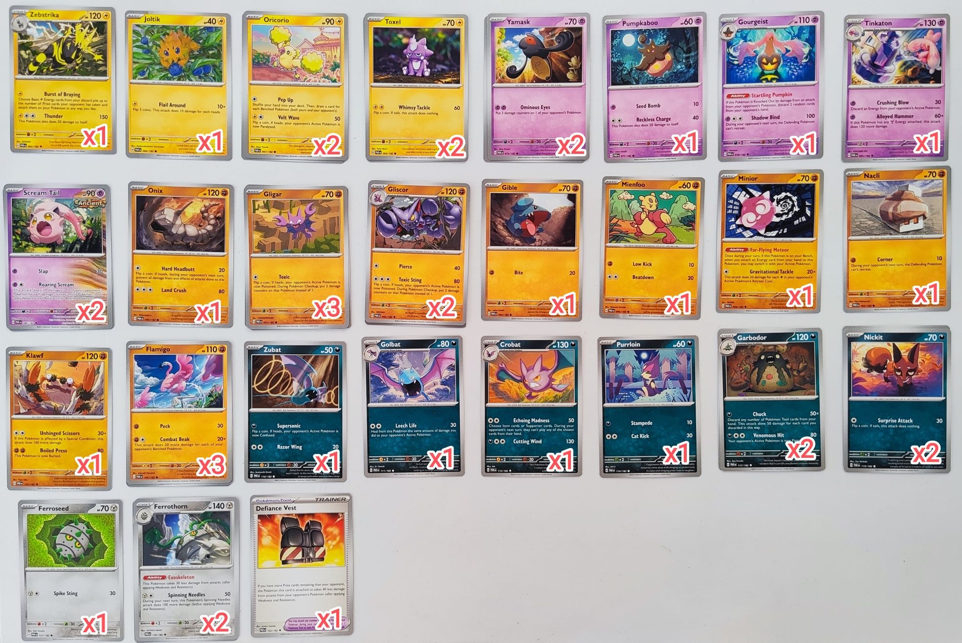 Lote 90 Cartas Pokémon TCG Scarlet & Violet Paradoxical Rift