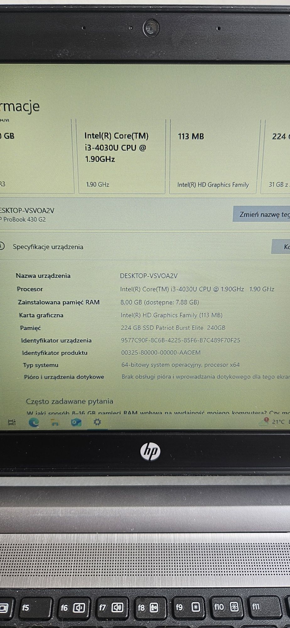 HP Probook 430 G2 Core i3 SSD 240GB 8GB RAM Win 10