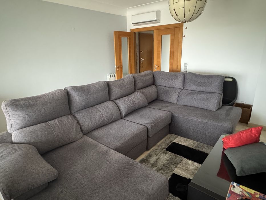 Sofá de canto com cama DEXTER direita 5 lugares antracite