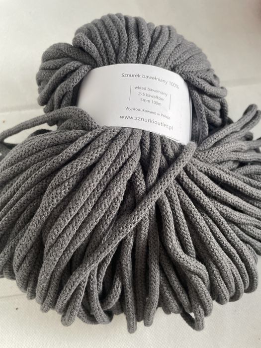 3 motki sznurkow bawelninych 5mm 100m szare /antracyt