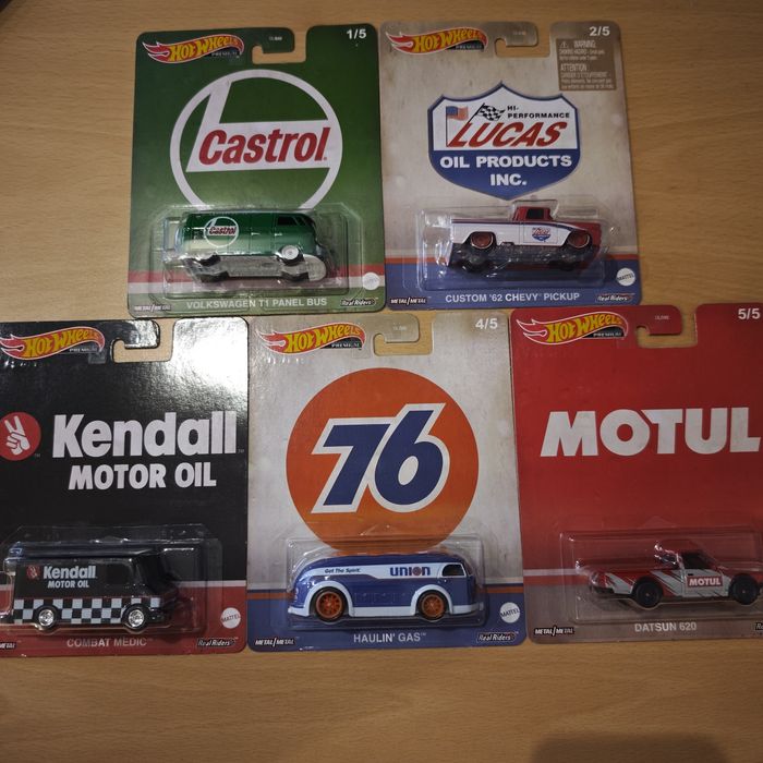 Hot Wheels Premium Vintage Oil 2023 cały set Castrol Motul Łódź