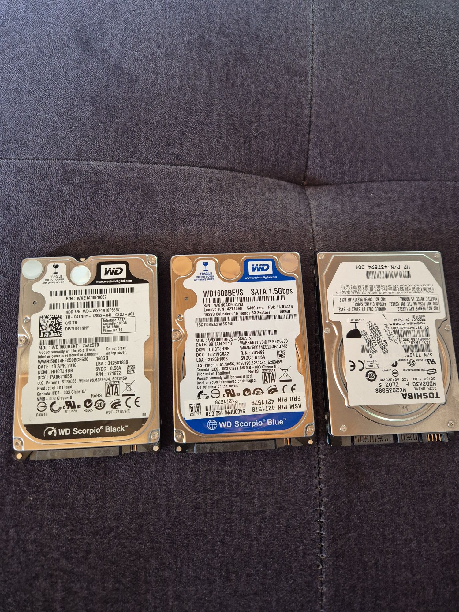 3 x Dysk twardy 2.5 cala 1 x 200Gb 2 x 160GB do laptopa ps3 ps4