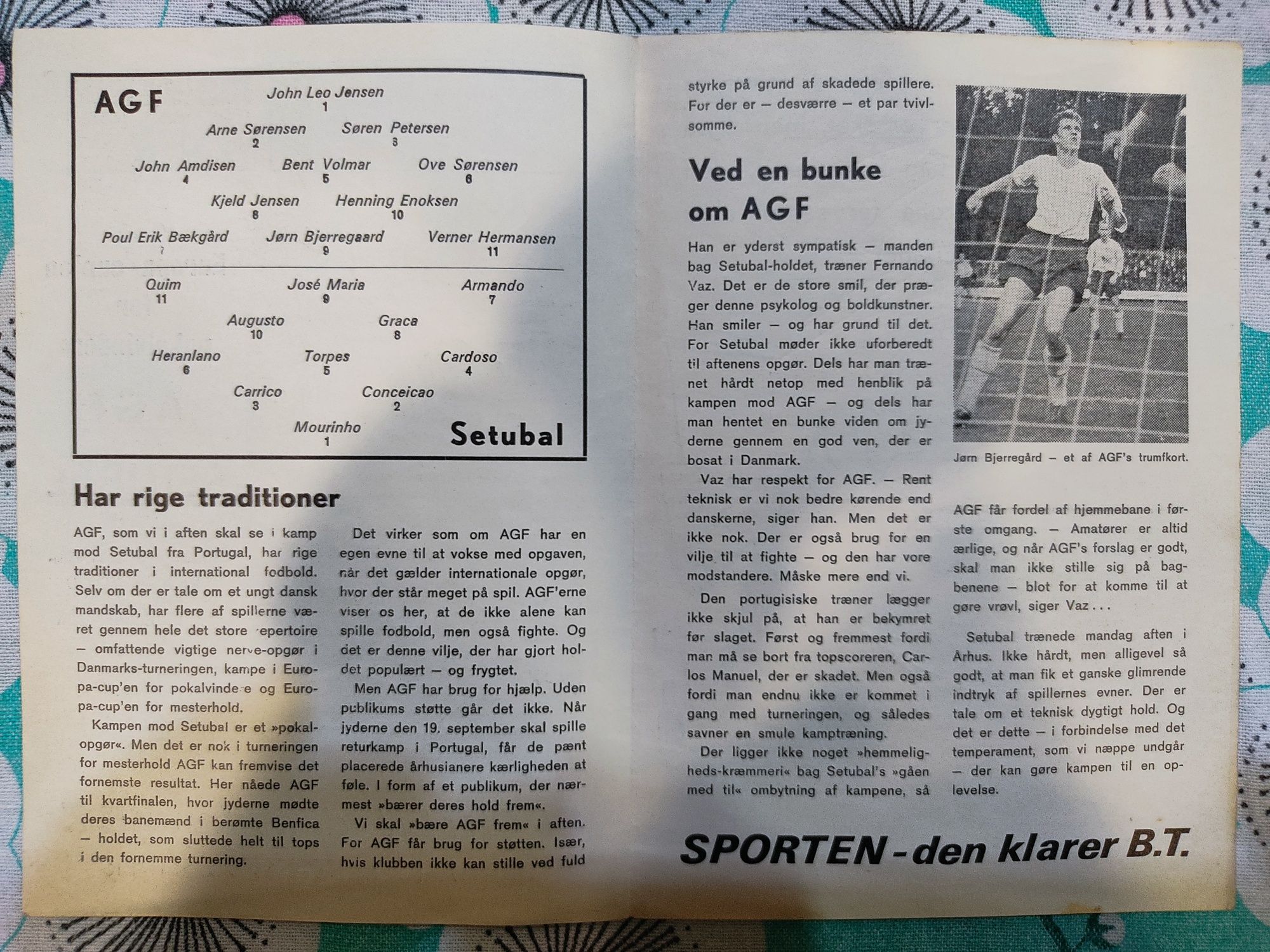 Programa oficial Aarhus Vitória de Setúbal taça de taças 1965/66