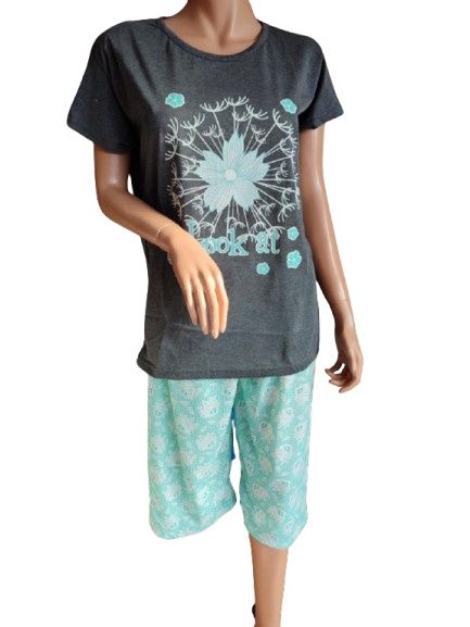 Piżama damska rozmiar XXL 100% bawełna krótki rękaw piękny wzór