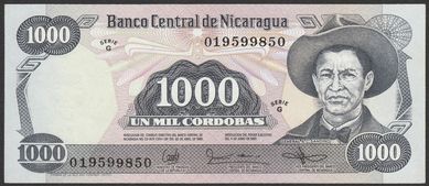 Nikaragua 1000 cordobas 1985 - generał Augusto Sandino - stan UNC