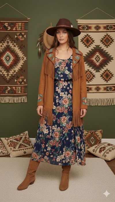 Boho vintage sukienka wiskoza 40