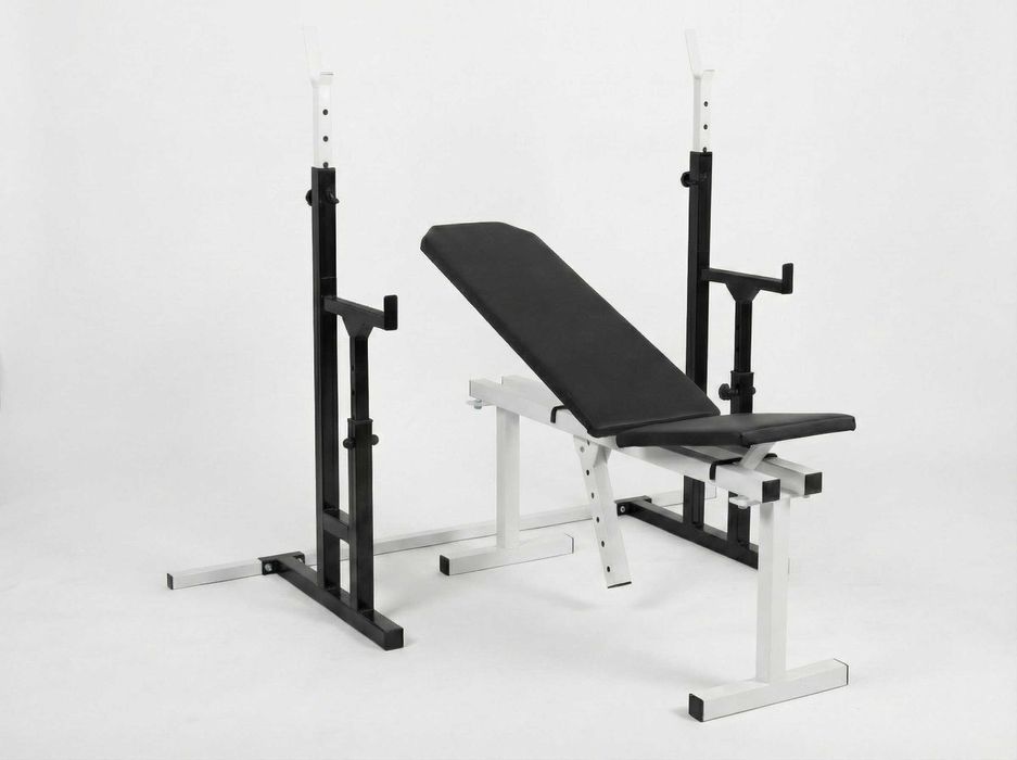 Лавка для жиму + Дві штанги +  диски 95кг Скамья жима Лава Тренажер