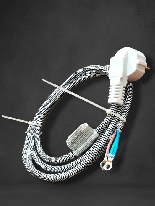 Шнур сетевой с вилкой Electraline для утюга в тканевой оплетке 2м