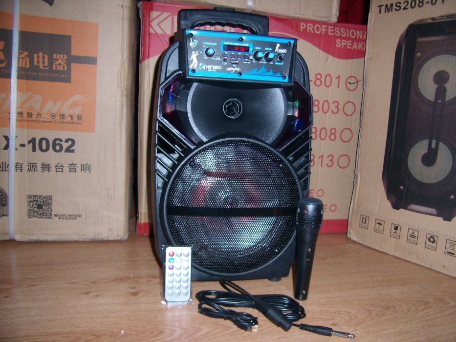 Блютуз акустика караоке KIMISO-QS01(microSD,USB,FM)ПульДУ, микрофон