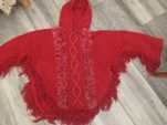 Czerwony sweter z kapturem,boho