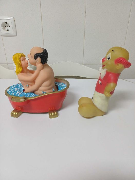 Bonecos de borracha antigos década de 1970 2 unidades