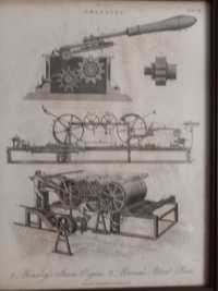 Stary obrazek Schemat maszyny Miedzioryt