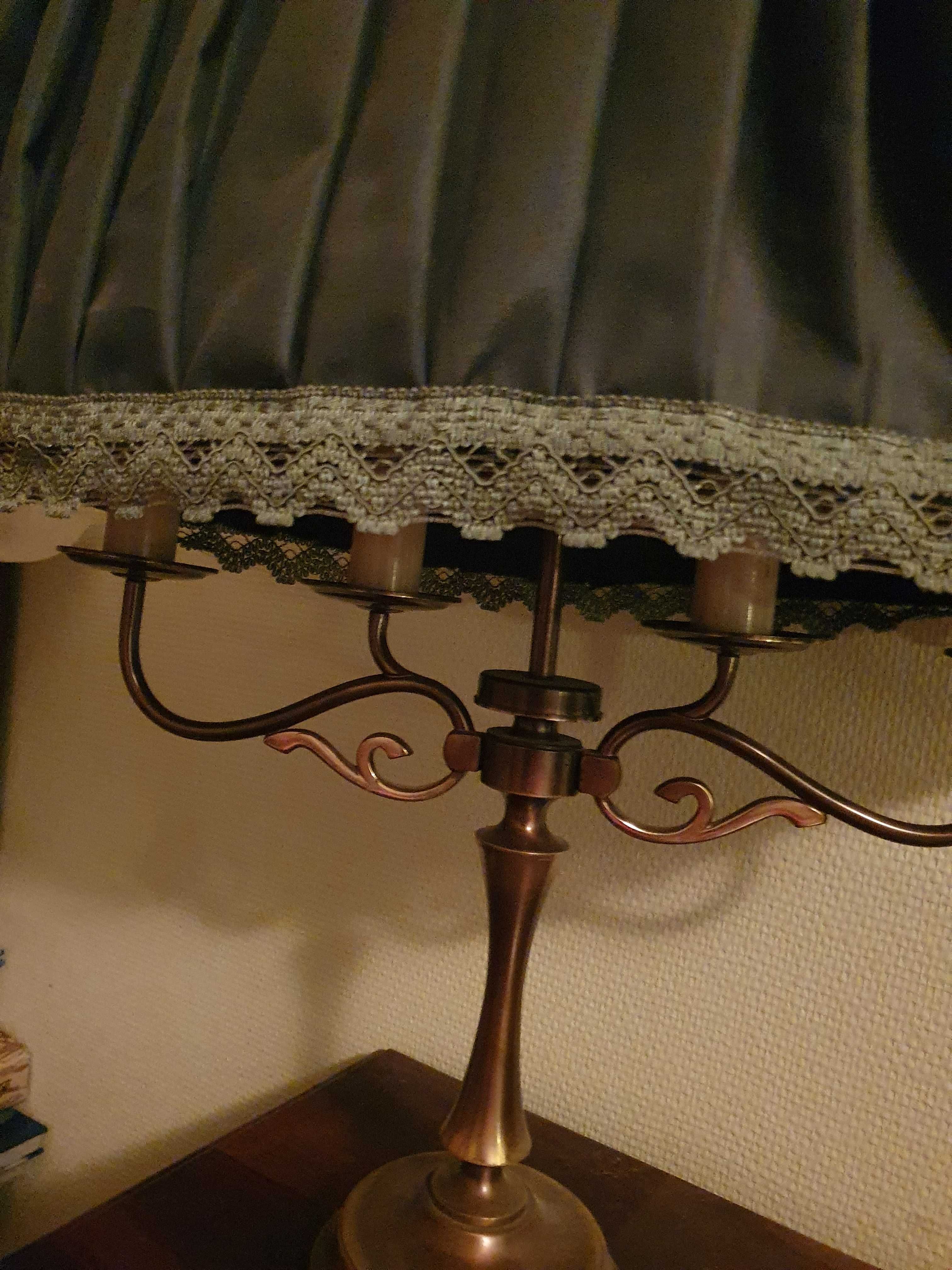 Lampa stołowa mosiądz + ciemna zieleń