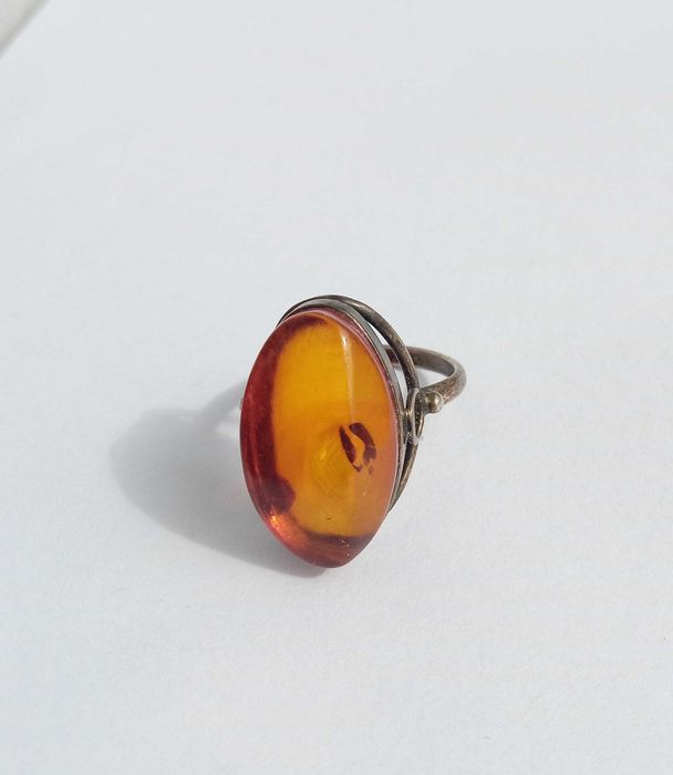 Перстень Кольцо з Янтарем Срібло 875 проба. Вінтаж. СССР