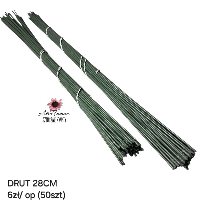 Drut wyrobowy prosty karbowany  łodygi do kwiatów 50szt