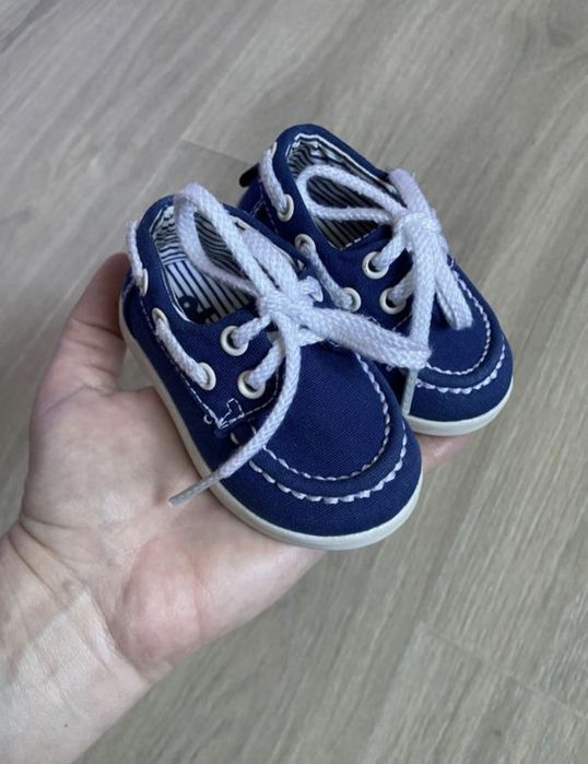 Брендові текстильні дитячі сині хакі кеди  12 16 17