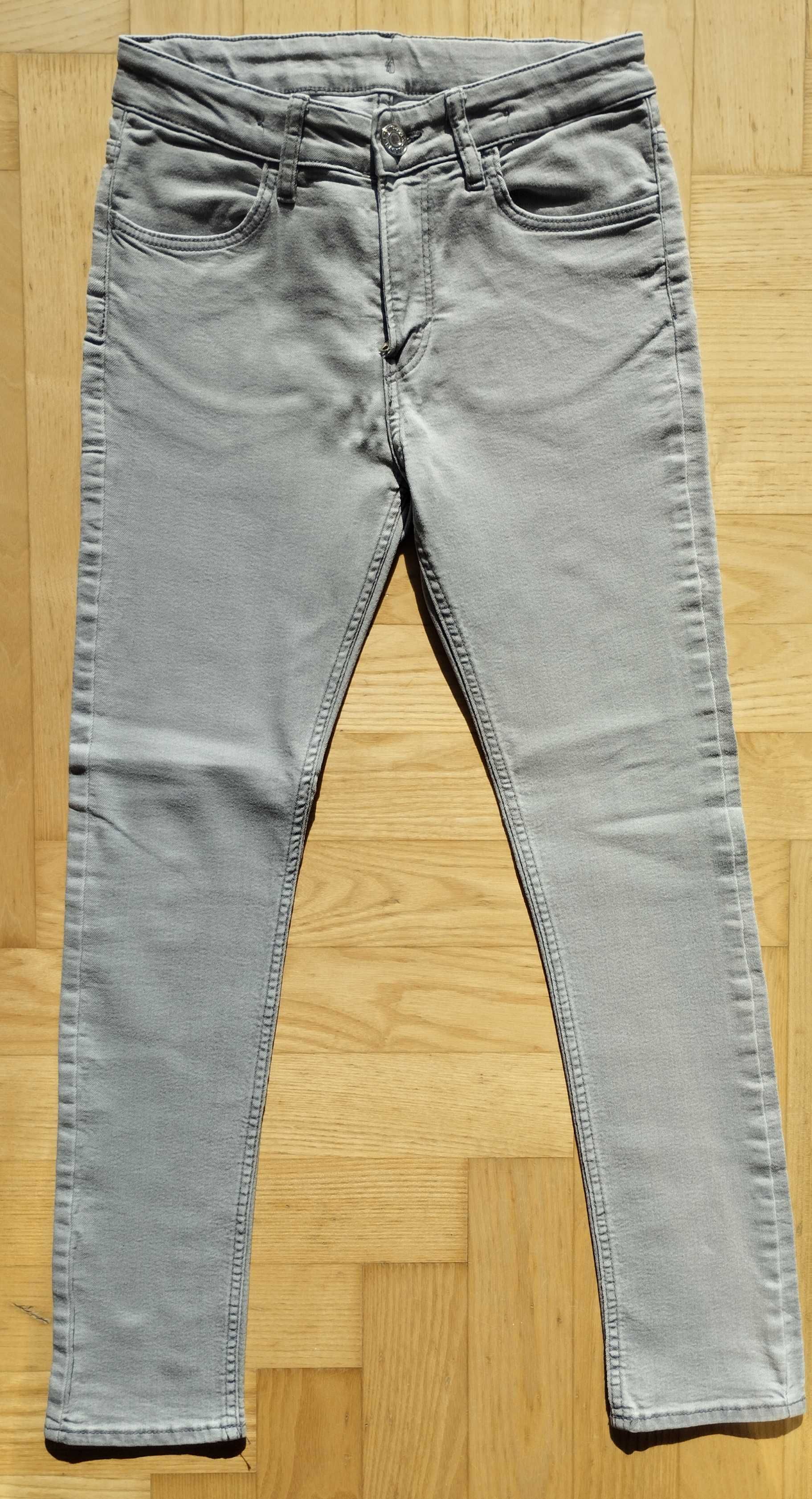 35. H&M_152 cm_11-12 lat_szare jeansy_skinny fit_spodnie_jak nowe